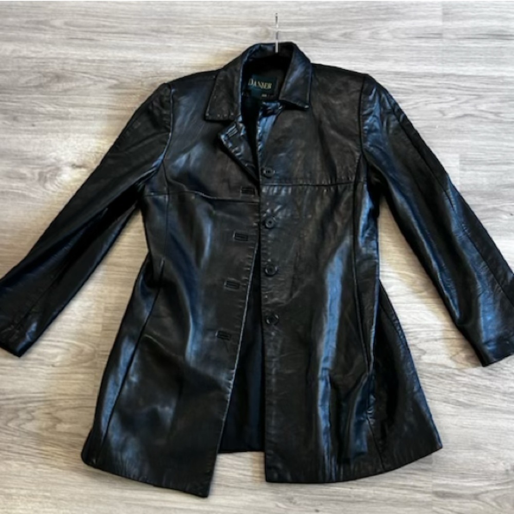 DANIER Black Genuine Leather Button Up Jacket. Size L - Picture 4 of 11